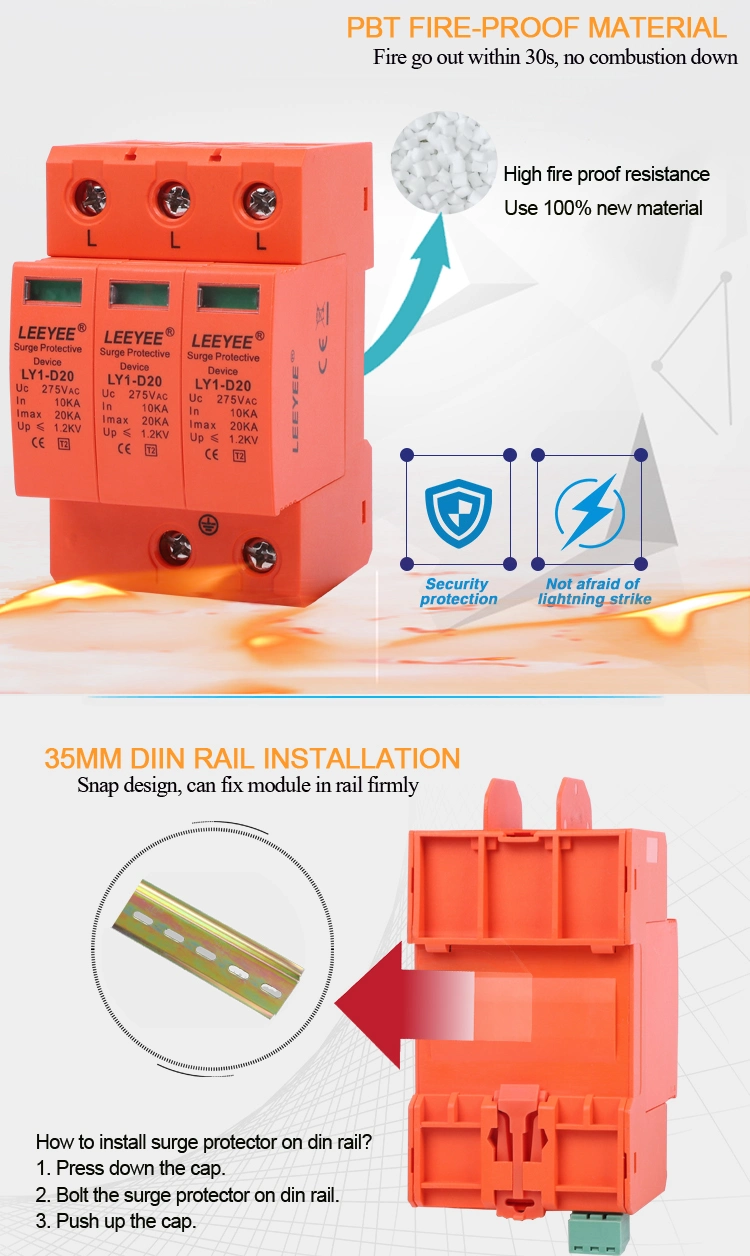 3p 20ka Three Phase Class 2 AC Power Surge Protective Device