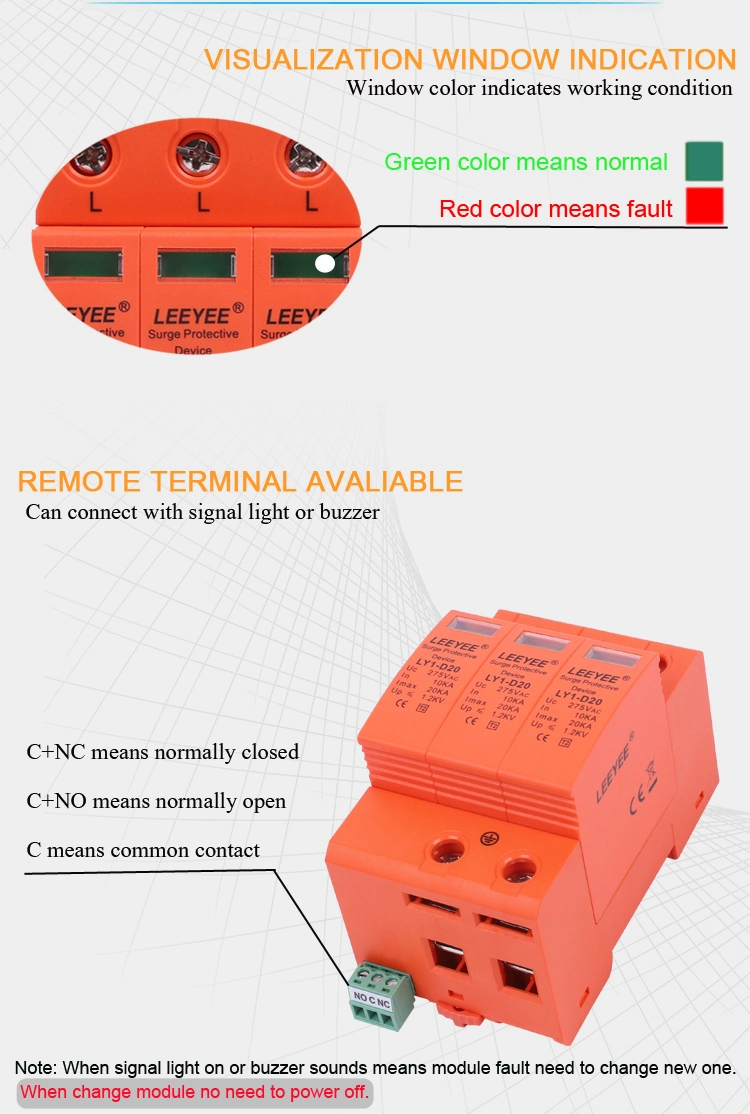 3p 20ka Three Phase Class 2 AC Power Surge Protective Device