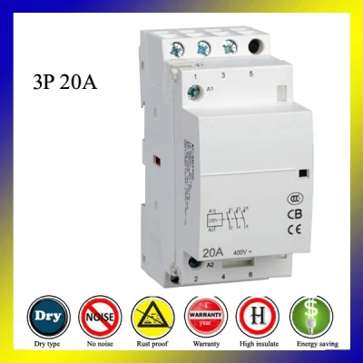 3p 20A 380V AC Модульный контактор на DIN-рейку для управления питанием геотермальных систем